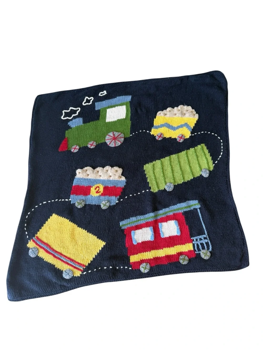 ART WALK COTTON KNITTED DARK BLUE BABY BLANKET(102)